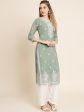 HERE&NOW Ethnic Motifs Embroidered Thread Work Georgette Kurta For Discount