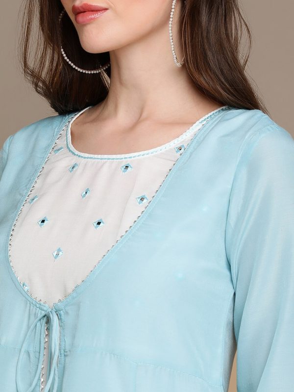 HERE&NOW Embroidered Mirror Work A-Line Kurta Sale