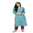 Lagi Women s Turquoise Blue Printed Straight Kurta & Pant (MC41A) Supply