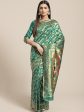 Saree Mall Teal Green & Golden Woven Design Banarasi Saree Fashion