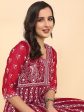 HERE&NOW Chikankari Embroidered Thread Work Georgette Anarkali Kurta Discount