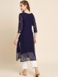 HERE&NOW Ethnic Motifs Embroidered Georgette Kurta Hot on Sale