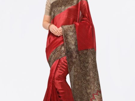 Saree Mall Red Solid Art Silk Saree Online now