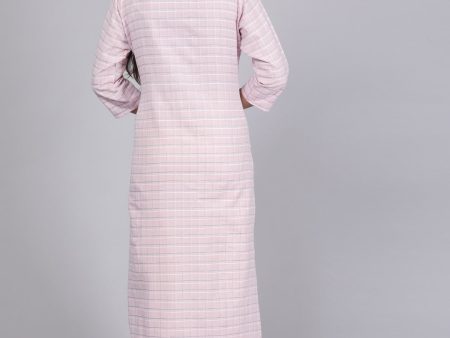 HERE&NOW Pink Embroidered Sequinned Pure Cotton Kurta with Trousers & With Dupatta Online now