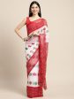 Saree Mall White & Red Printed Bandhani Sarees Hot on Sale