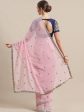 Saree Mall Pink & Navy Blue Embroidered Saree Online now