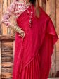 Saree Mall Pink Embellished Beads and Stones Pure Chiffon Sarees For Cheap