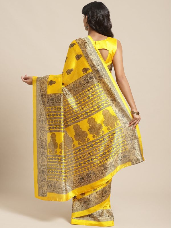 Saree Mall Yellow & Beige Printed Saree Supply