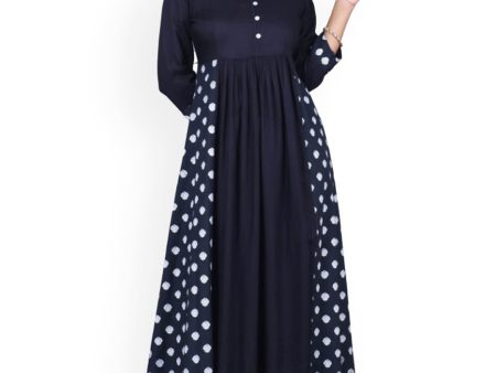 HERE&NOW Women Black Printed Anarkali Empire Kurta with Trousers For Cheap