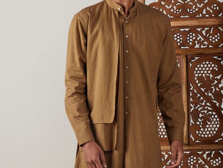 Shvaas by Vastramay Men s Coffee Cotton Kurta For Sale