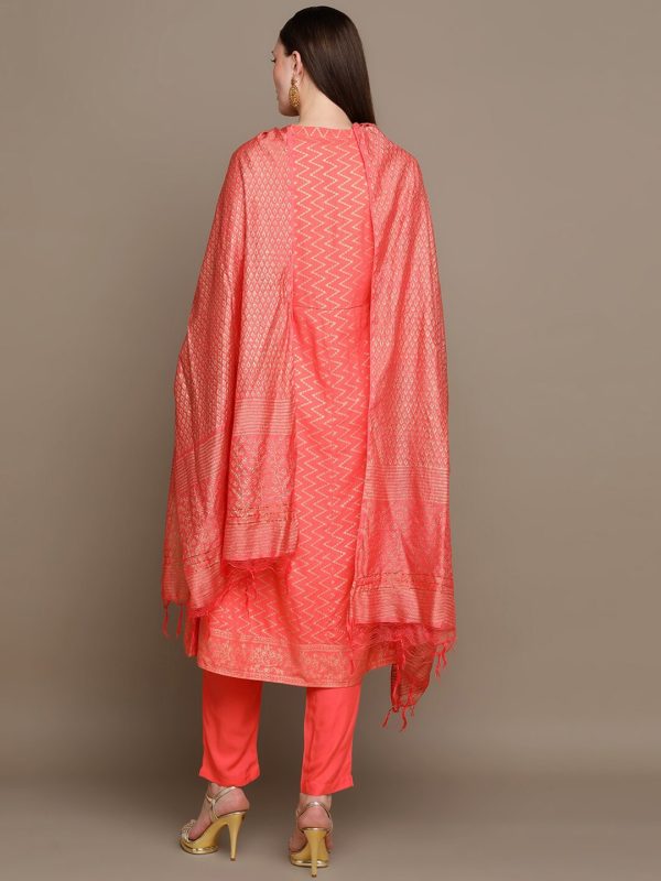 HERE&NOW Chevron Printed Kurta with Trousers & Dupatta Fashion