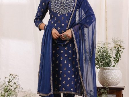 Anubhutee Ethnic Motifs Embroidered Regular Gotta Patti Kurta With Trousers & Dupatta Online Hot Sale