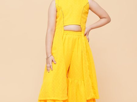 Yellow Swiss Dot Kurta With Sharara for Kids - Bhama Online Sale