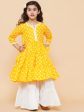 Yellow Bhandhej Printed Kurta And Sharara for Kids - Bhama Cheap