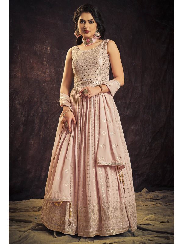 Myra Baby Pink Real Georgette Designer Gown Style Suit Hot on Sale