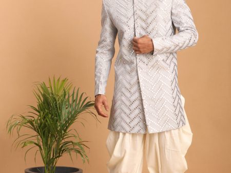 Shrestha by Vastramay Men s Aqua Silk Blend Sherwani Set For Cheap