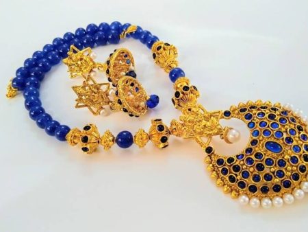 Blue Kemp Ganesha Beaded Necklace Set Cheap