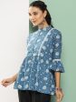 Women s Blue Printed Tunic - Bhama Fashion