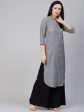 Women s Charcoal Grey & White Self-Striped Straight Kurta - Bhama Cheap