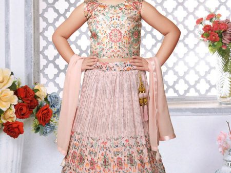 Kids Functional Designer Peach Faux Georgette Lehenga Choli - Aaradhna Online Hot Sale