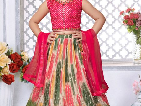 Kids Functional Designer Multi Chinon Lehenga Choli - Aaradhna Online Sale