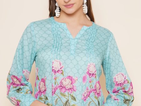 Women s Blue Purple Printed Top - Bhama Sale