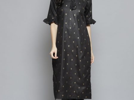 Women s Black woven design Kurta with Pant - Bhama Hot on Sale