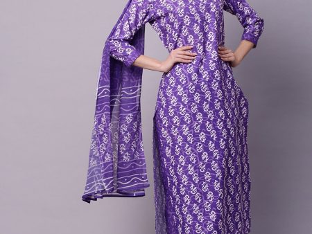 Kalini Abstract Printed Regular Kurta with Trousers & With Dupatta For Cheap