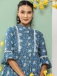 Women s Blue Printed Tunic - Bhama Fashion