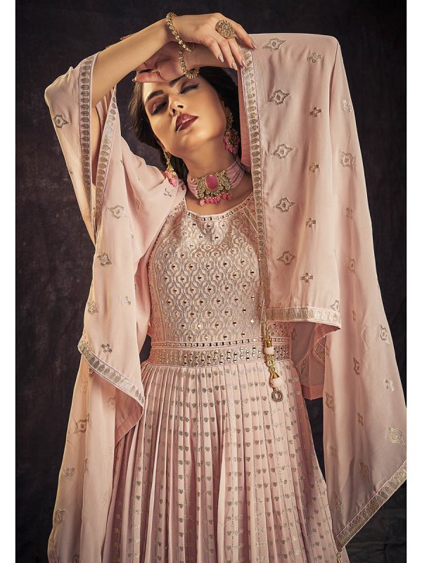 Myra Baby Pink Real Georgette Designer Gown Style Suit Hot on Sale