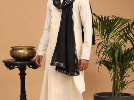 Shrestha by Vastramay Men s Black Mirror Work Dupatta Online now