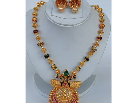 Gold Plated Beaded Temple Necklace Set Online