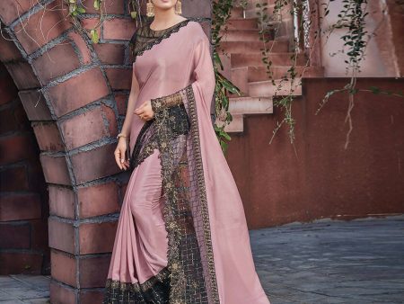 Pink Colored Silk Georgette Embroidered Saree With Blouse - Norita Royal Adveka Online Hot Sale