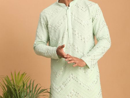 Shrestha by Vastramay Men s Aqua Georgette Kurta Pyjama Set on Sale