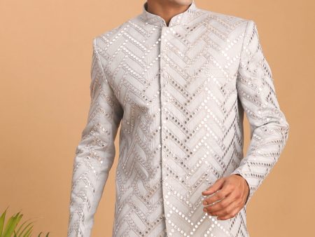 Shrestha by Vastramay Men s Aqua Silk Blend Sherwani Only Top For Sale